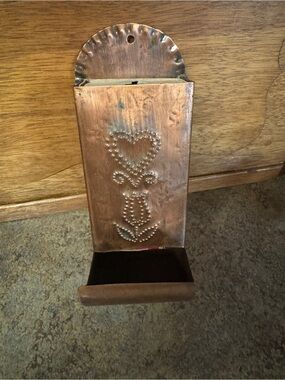 Copper Tinned Tin Match Box Holder